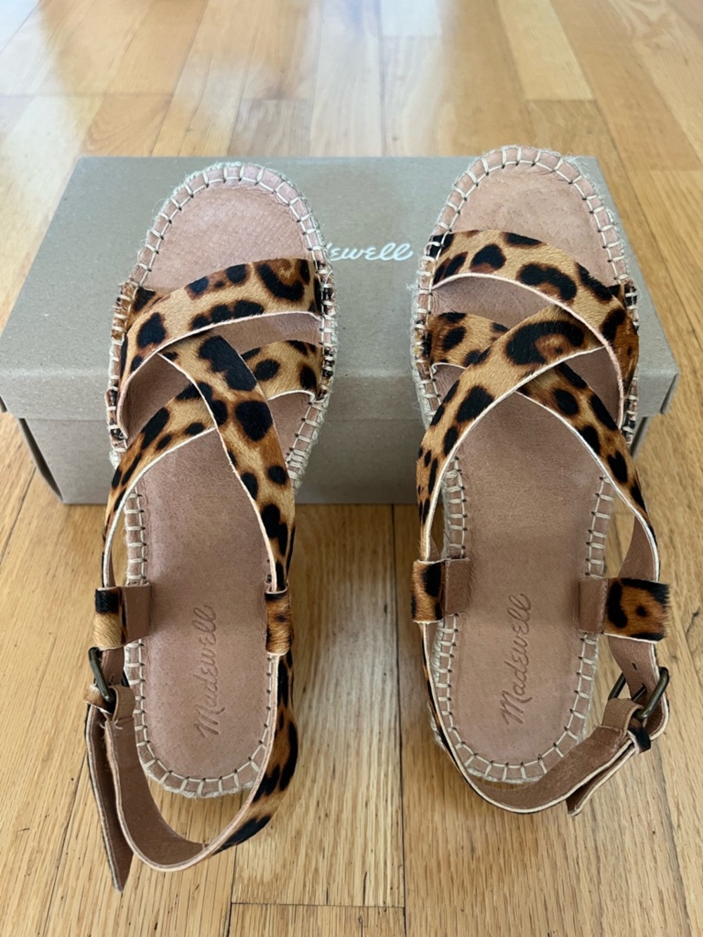 Madewell Leopard-Print Espadrille Sandals - Tan/Black